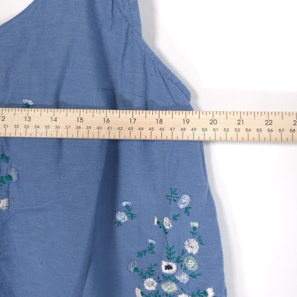 FREE PEOPLE Women's Top Wildflower Mini Dress XL Embroidered LINEN Blend Floral - Picture 4 of 13